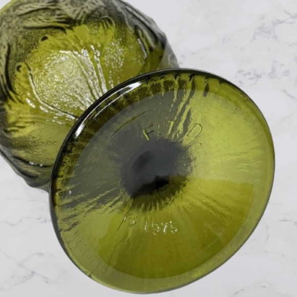 Vintage, FTD Green Glass, Vase, Planter,  Khaki, Olive Green - Picture 4 of 7